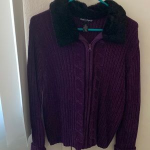 Designers Originals purple with black faux fur collar trim